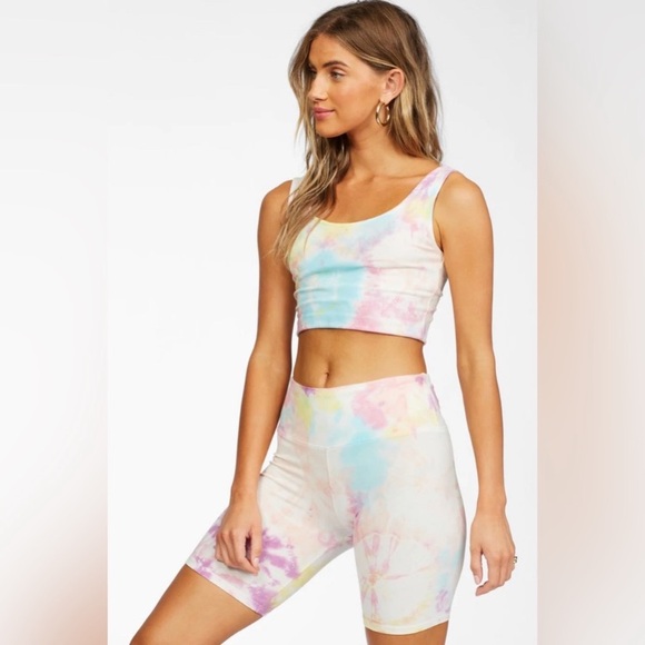 Billabong Biker Babe Tie Die High Waisted Bike Shorts - Picture 3 of 6